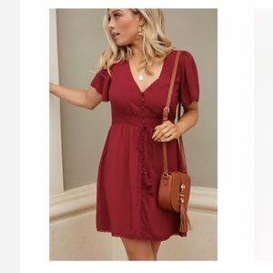 Forever 21 Maroon Dress with Button Front